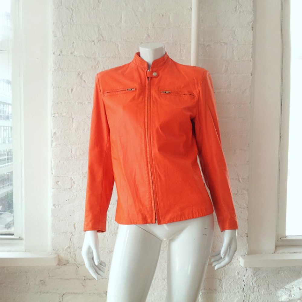 Vintage Stephen Sprouse Orange Moto Jacket